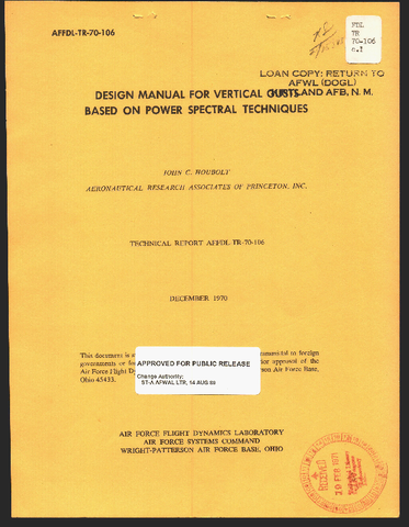 Design Manual for Vertical Gusts Based on Power Spectral Techniques