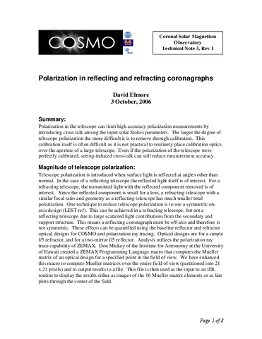 Polarization in reflecting and refracting coronagraphs