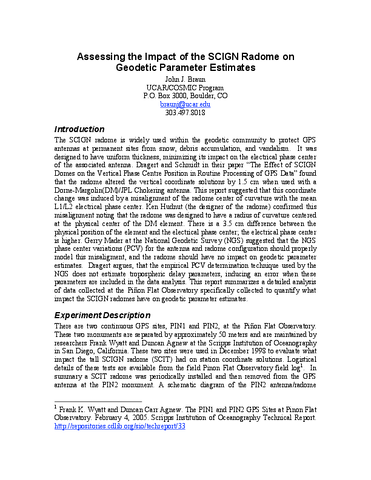 Assessing the impact of the SCIGN radome on geodetic parameter estimates