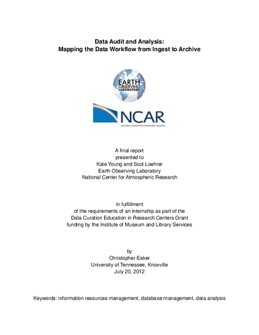 Data audit and analysis: Mapping the data workflow from ingest to archive
