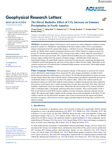 The direct radiative effect of CO2 increase on summer precipitation in North America