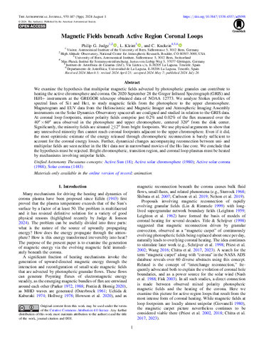 Magnetic fields beneath active region coronal loops